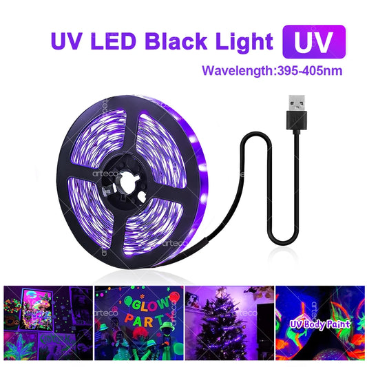 UV LED USB Strip Light Glow in Dark Led 385-400nm Ultraviolet UV Lamp For Funky Fluorescence Party Neon Posters