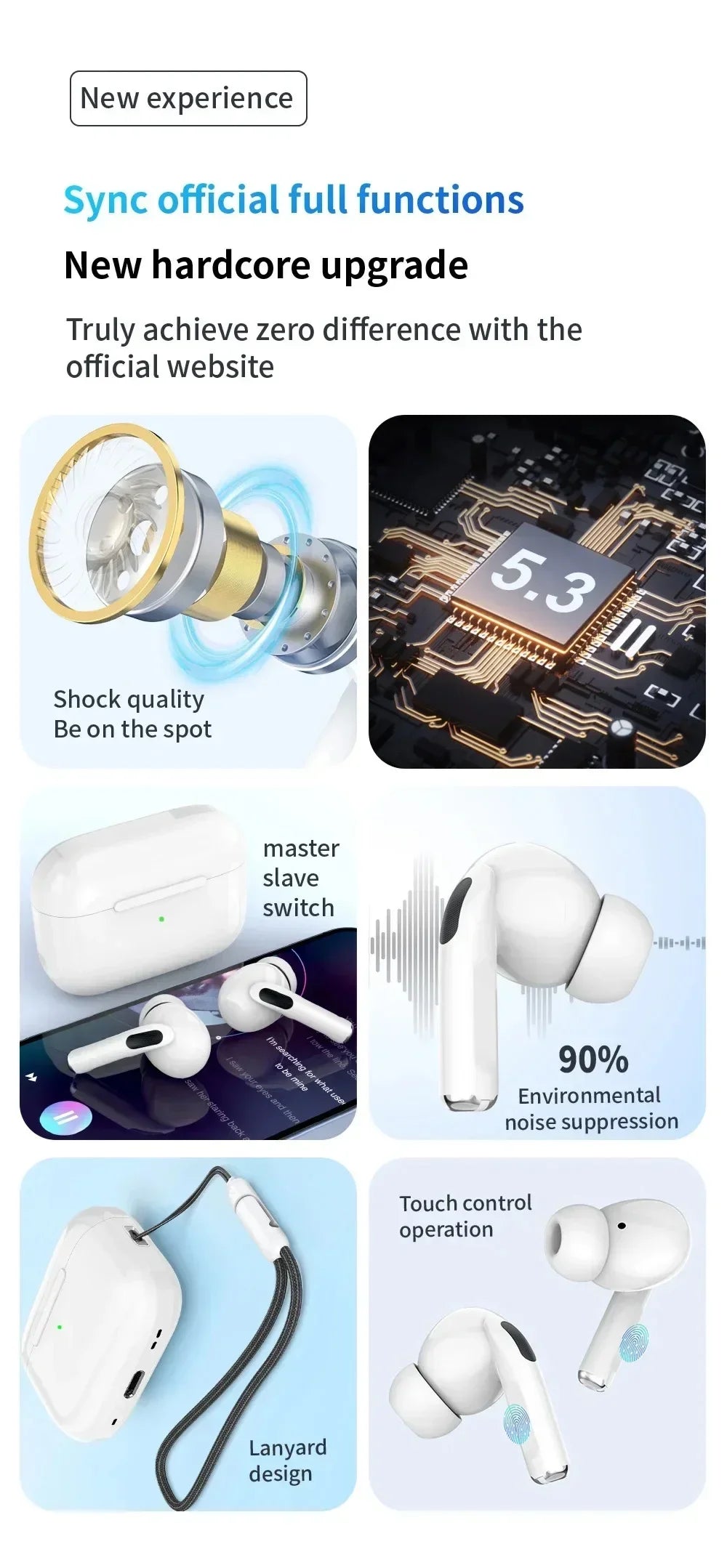 Bluetooth Mini Wireless Earbuds Active Noise Cancelling Sport Headsets Game Headphone for All phone