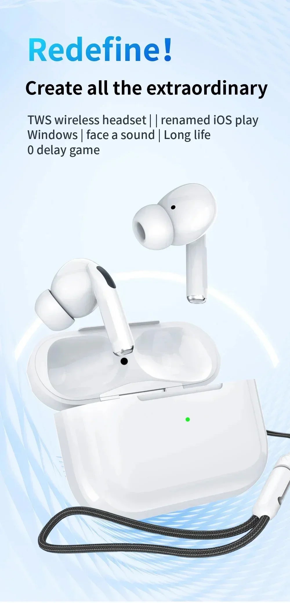 Bluetooth Mini Wireless Earbuds Active Noise Cancelling Sport Headsets Game Headphone for All phone