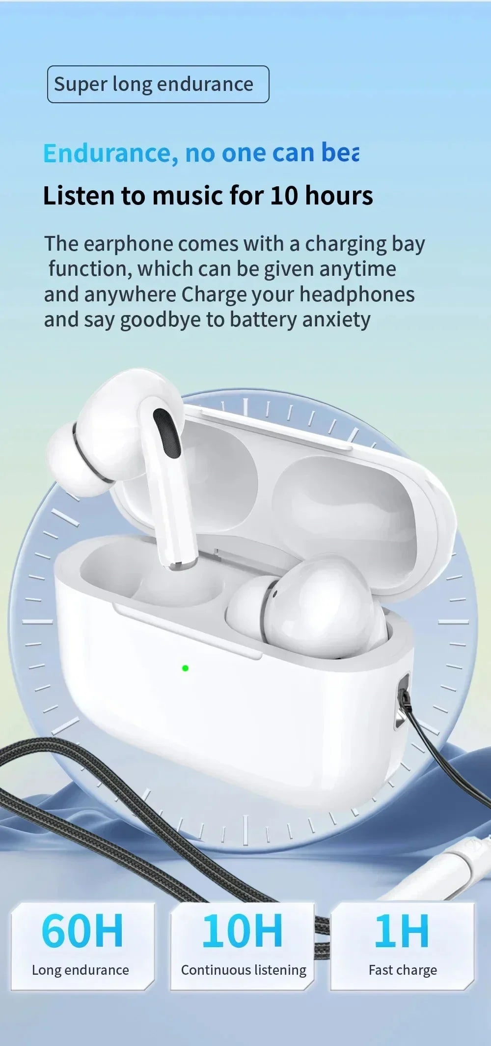 Bluetooth Mini Wireless Earbuds Active Noise Cancelling Sport Headsets Game Headphone for All phone